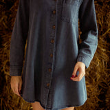 MISTY MORNING DARK BLUE DENIM DRESS
