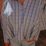 NAJOUA LIGHT BLUE CHECKERED BLOUSE