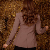 KINZIE BURGUNDY CHECKERED FITTED BLAZER