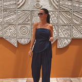 CHIRINGUITO DARK BLUE DENIM TWO-PIECE SET