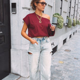 BRIGITTE ASYMMETRIC BORDEAUX T-SHIRT