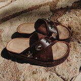 SOLANGE BROWN SHELL SLIPPERS