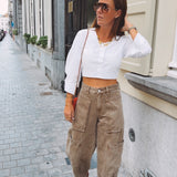 BEIGE CARGO BALLOON JEANS 3938