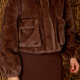 PRESCOTT BROWN FAUX FUR JACKET