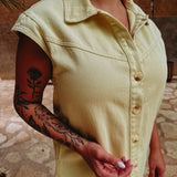CALIENTE YELLOW DENIM DRESS