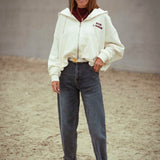 RIVE GAUCHE ECRU ZIP CARDIGAN