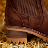 NIAMH BROWN SUEDE BELT BOOTS