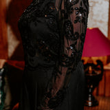 FROSTED BLACK GLITTER GLOW BLOUSE