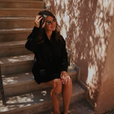 BOUZNIKA BLACK FLOWER DRESS