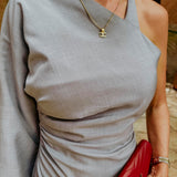 JULIETA GREY ONE SHOULDER DRESS