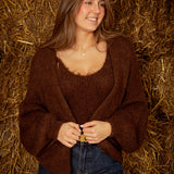 THEA BROWN TOP AND CARDIGAN SET