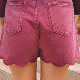 BURGUNDY DENIM SHORT 1045