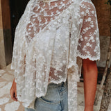 PRE-ORDER MAGDALENA ECRU FLOWER BLOUSE