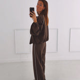 STELLA BROWN CHECKERED TWO-PIECE SET