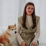 JULIE KHAKI SLEEVELESS BLAZER