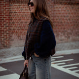 NASHVILLE BROWN/DARK BLUE CHECKERED SLEEVELESS JACKET