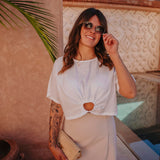 INES WHITE CUT-OUT BLOUSE