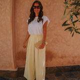 SIHAM LIGHT YELLOW WIDE LEG PANTS