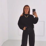 CAMILLE BLACK CUT-OUT PULLOVER