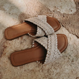 VIVANA BEIGE CROCHET SLIPPERS