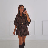 ISABELLE BROWN CHECKERED DRESS