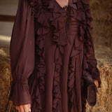 THELMA BROWN RUFFLE DRESS