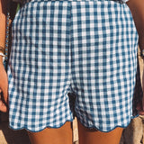 EMANUELA DARK BLUE CHECKERED SHORT