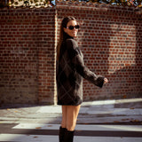 CITY MOOD TAUPE ARGYLE DRESS