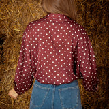 NATASHA BURGUNDY POLKADOTS BLOUSE