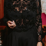 FROSTED BLACK GLITTER GLOW BLOUSE