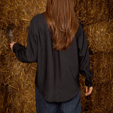 JOVIE DARK BLUE DENIM BLOUSE - BEIGE POCKET