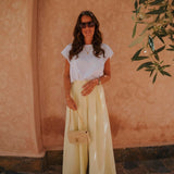 SIHAM LIGHT YELLOW WIDE LEG PANTS