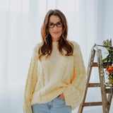 FLEUR YELLOW CABLE KNIT SWEATER