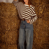 SEREN BROWN STRIPED LONGSLEEVE SHIRT