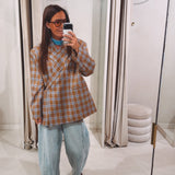CHARLOTTE BEIGE/LIGHT BLUE CHECKERED BLAZER