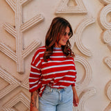 SOMAYA RED STRIPED T-SHIRT