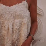 BOUJDOUR ECRU FLOWER DRESS