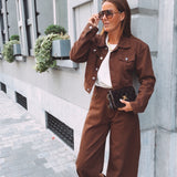 SERAPHINE BROWN DENIM TWO-PIECE SET