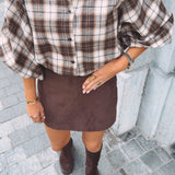 ELSHA BROWN CHECKERED BLOUSE