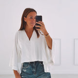 KAREN ECRU V-NECK SWEATER