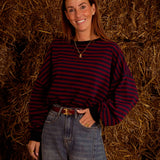 FIORA DARK BLUE/BORDEAUX STRIPED SWEATER