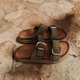 SAFI KHAKI STUDS SLIPPERS