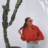 GONZALEZ RED ZIP BLOUSE