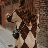 ANOUCK BEIGE/BROWN ARGYLE DRESS