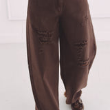BROWN DISTRESSED BALLOON PANTS 9075-10