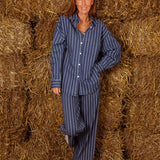 AMARYLLIS DARK BLUE DENIM STRIPED PANTS