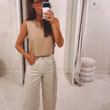 VIVIANE BEIGE CUT-OUT TOP