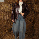 PAMELA BROWN SHINY LEATHER JACKET