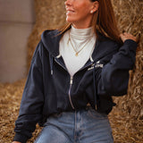 RIVE GAUCHE DARK BLUE ZIP CARDIGAN