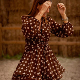 SKYE BROWN POLKADOTS DRESS